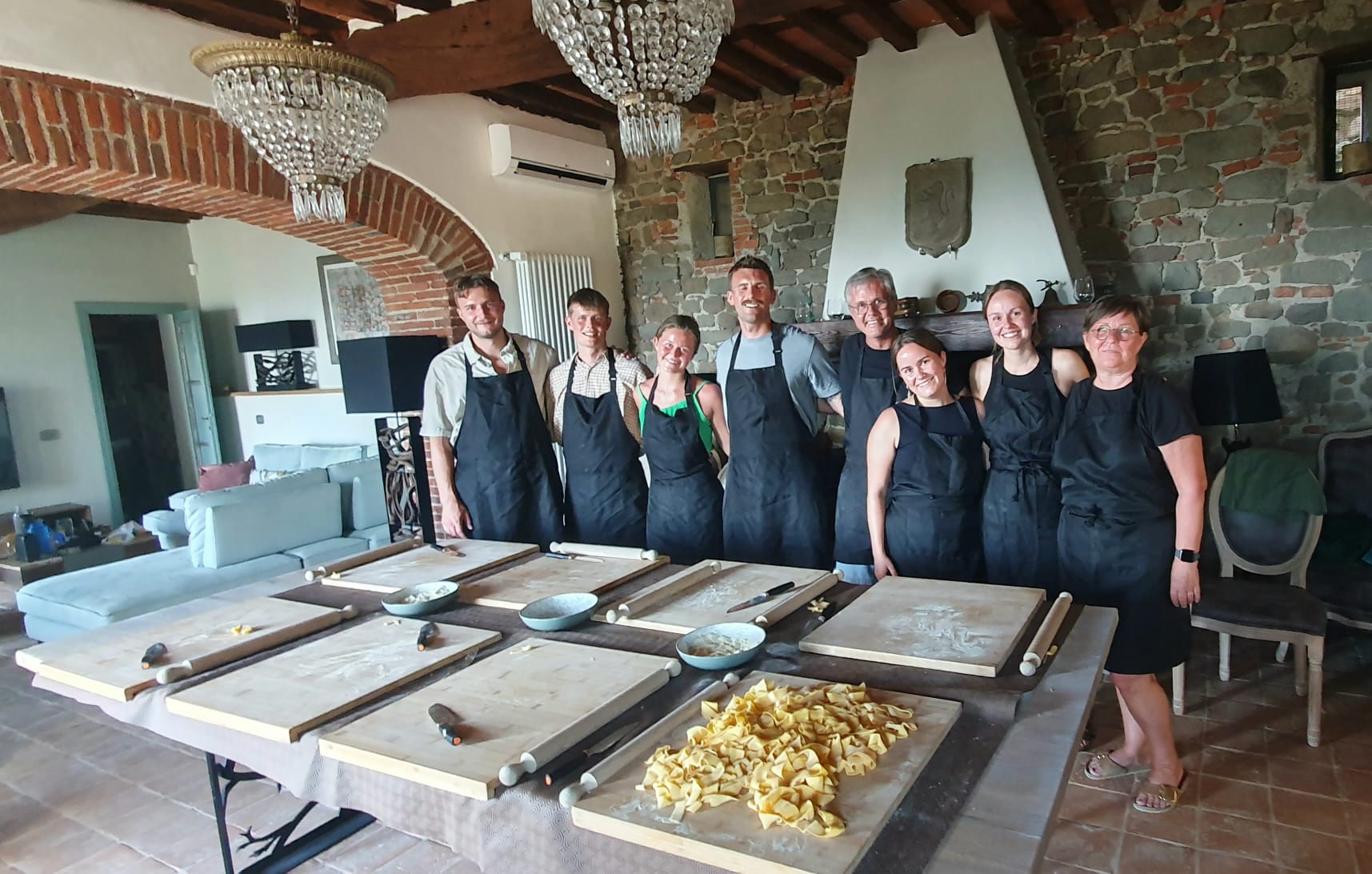 Chef in Tuscany team during a cooking lesson in Tuscany